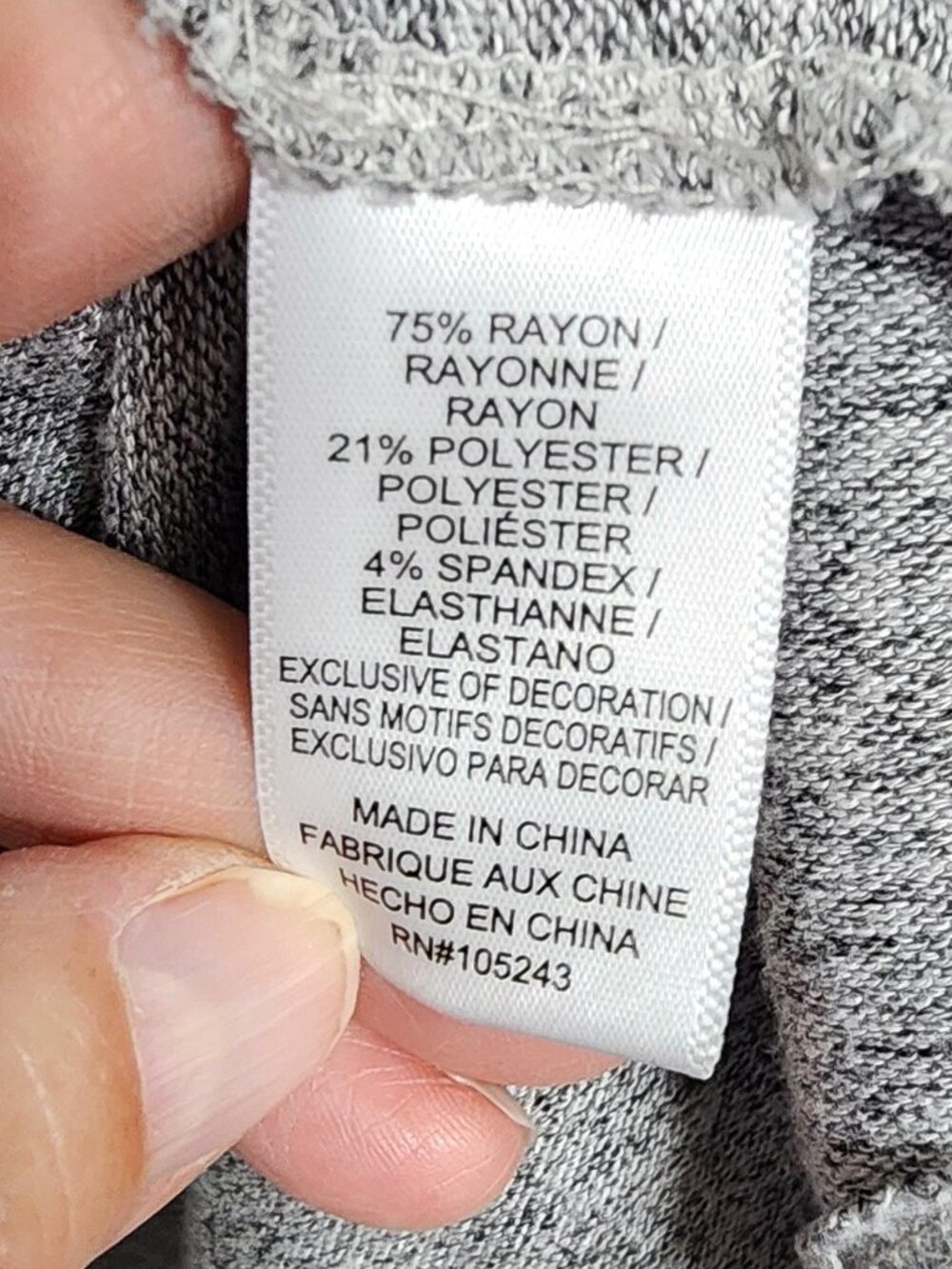 Bobeau Women’s Plus Size 3X Gray Marled Lace-Up 3/4 Sleeve - Picture 7 of 13